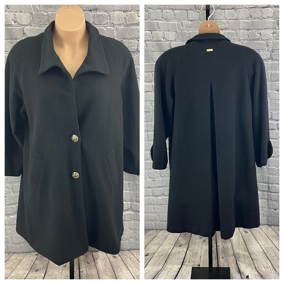 St. John Jackets & Blazers - St John The Coat Collection Black Wool Swing Coat L Missing Button